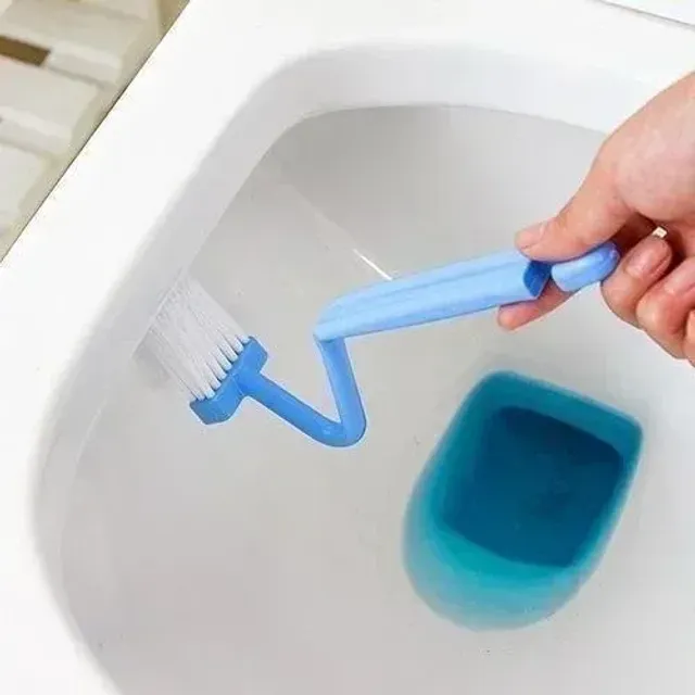 Curved brush for toilet with long handle