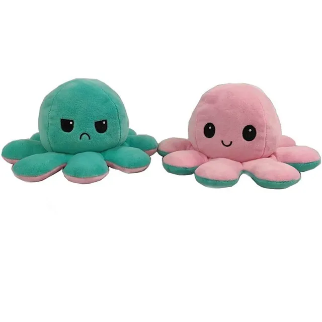 Reversible plush octopus with changing expression
