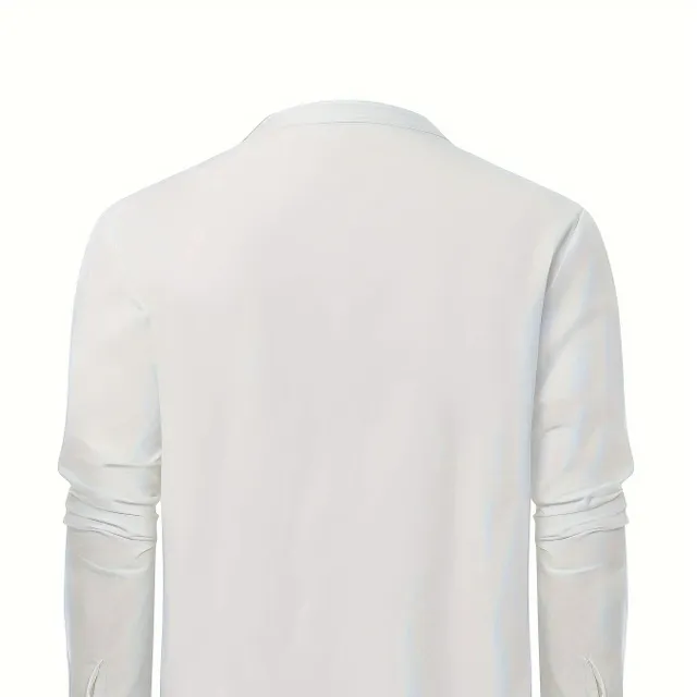 Tričko s retro etnickým vzorom, tenká bavlna, pohodlné, dlhé rukávy, výstrih