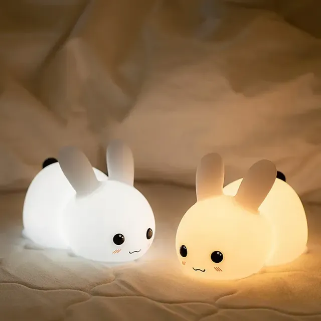 Children's night light LED rabbit with remote control, dimmable RGB, rechargeable silicone lamp