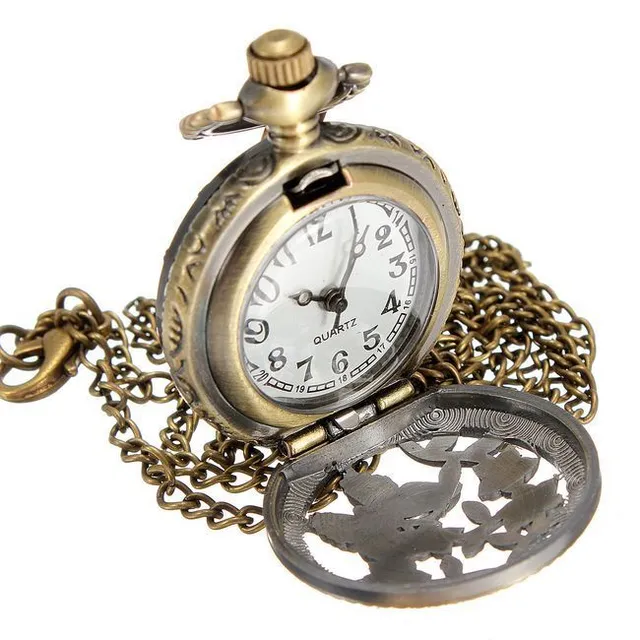 Vintage watch on chain with butterfly motif