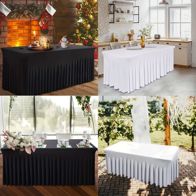 Tablecloth with lacquered skirt 180 cm x 90 cm, black