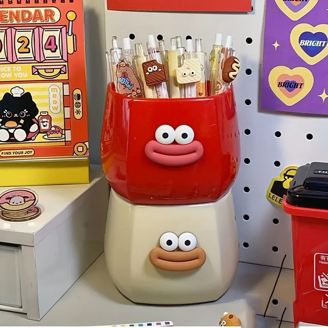 Happy pencil stand with a face - cute helper on your desk