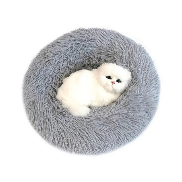 Fluffy bed for dogs and cats light-gray 40cm-2kg-sleep