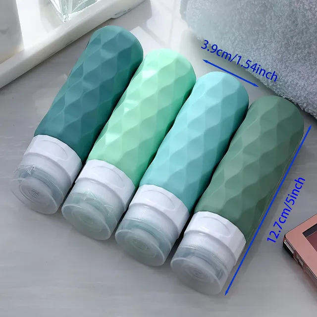 Travel Silicone Bottles for Cosmetics (4 pcs) - TSA 3 oz, BPA-free, Narrow, Squeezable