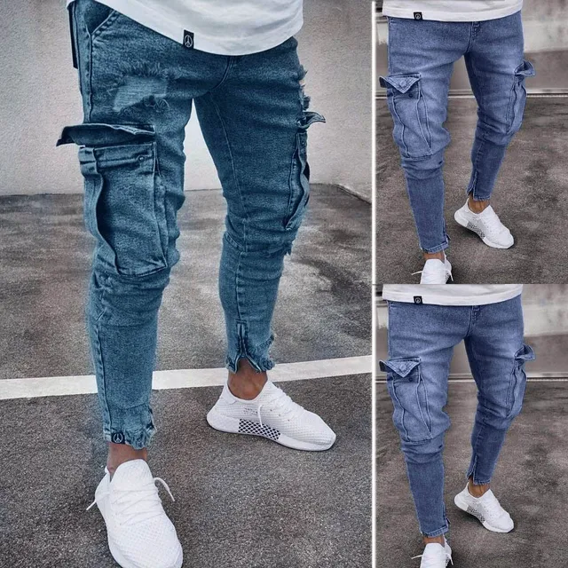 Men's skinny denim cargo pant