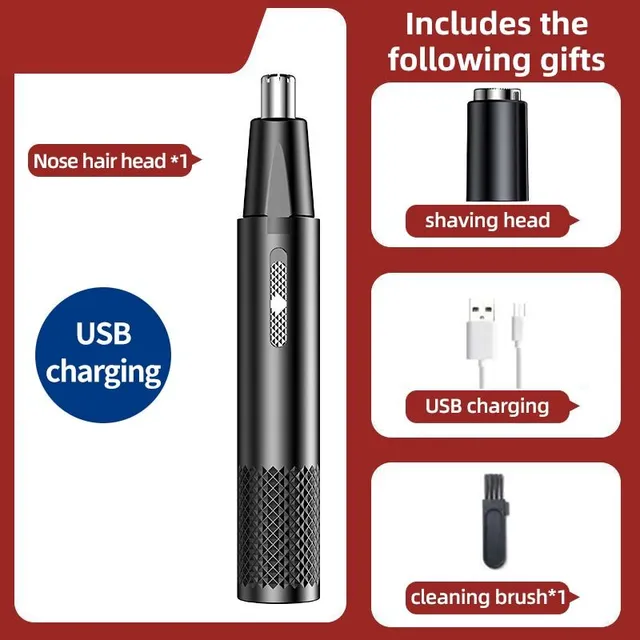 Electric Nose Hair Trimmer Feltölthető Többkinetikus Kettő egy Shaver Unisex Teljesen automatikus Mosható Nose Shaver