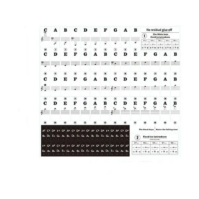 Transparentní samolepky na elektronické klávesy Peony - 88 ks