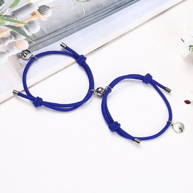 Magnetic string bracelet for couples 2 pcs