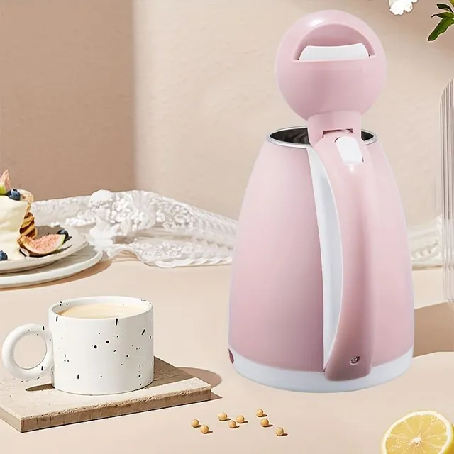 Electric kettle with EU plug, without cable, travel, double wall against burn, fast heating