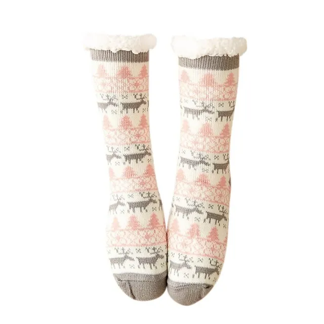 Women's insulated winter socks with cute Christmas motif