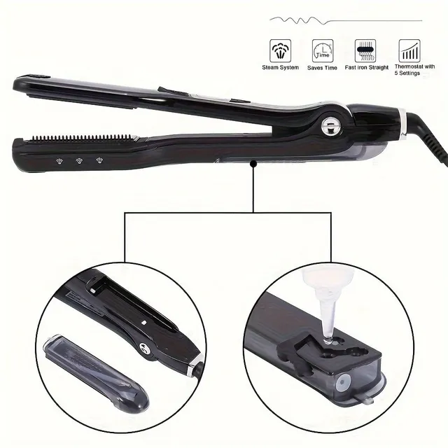 Professional hair iron with steam