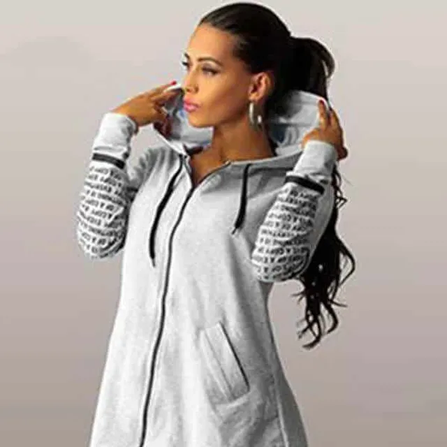 Women's long hoodie with zipper and hood