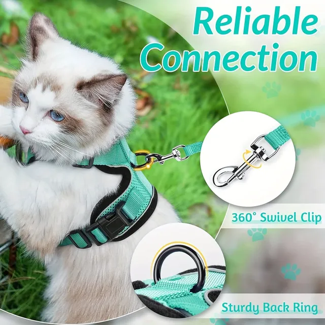 Safety harness and guide for cats - Soft and adjustable, Ideal for walking and exploring