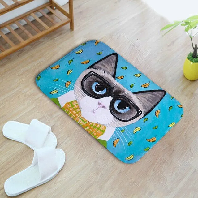 Bathrobe mat with cat