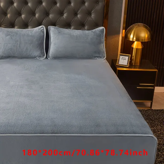 1pc Luxury velvet stitched sheet - without pillowcase - warm winter protection mattress