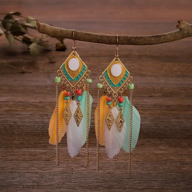 Women's dangle earrings feather Lyndia 3