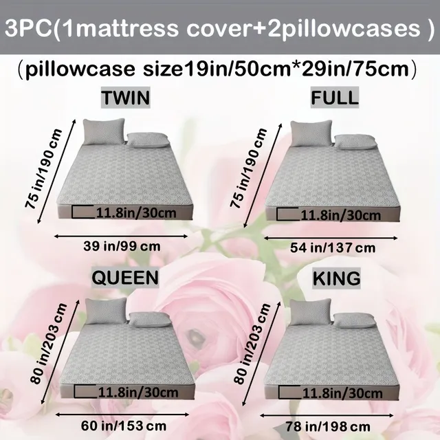 Waterproof mattress with ultrasound technology, uniform colour, washable, antibacterial, anti-spinning, soft and comfortable