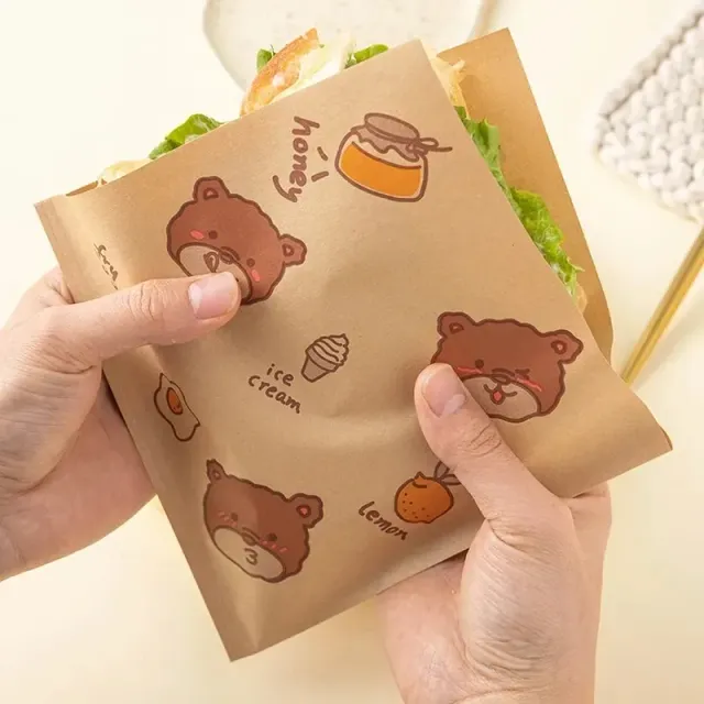 25 pcs of paper leaves/bales for sandwiches - oil-resistant, suitable for food, bag of hamburgers, pastries