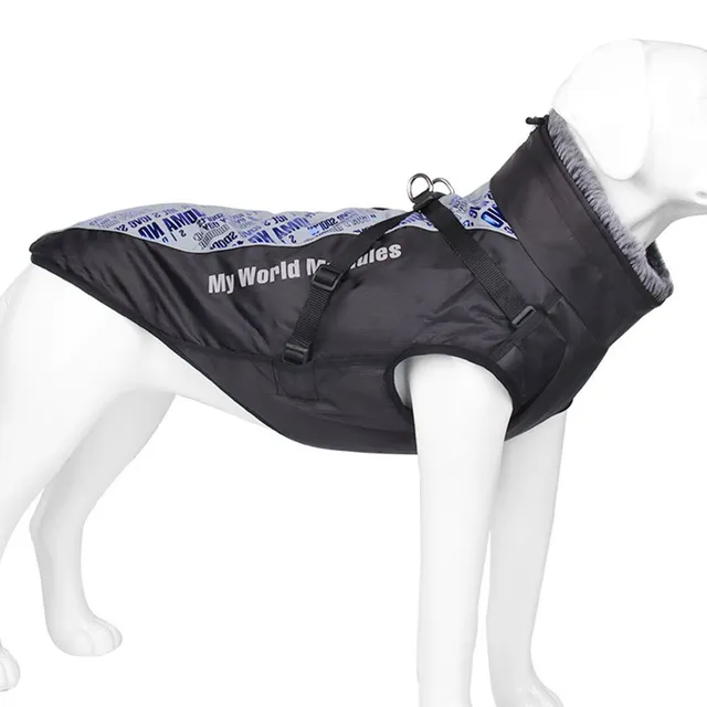 Winter waterproof suit for large dogs with reflective elements