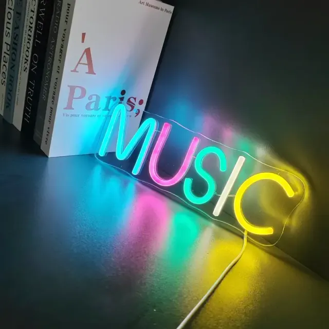 1pc musical LED neon inscription, LED neon light, decorative LED lighting for wedding Birthday celebration Feast Male Cave Bar Bedroom Game room Home Wall decoration