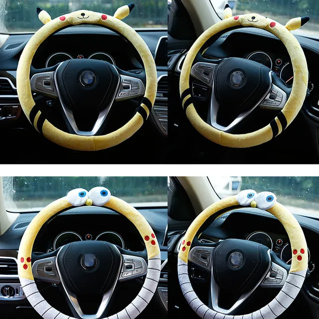 Cute plush steering wheel cover - popular cartoon characters