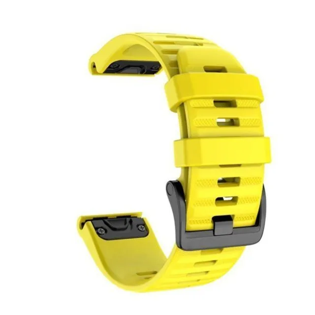 Replacement silicone band strap for Garmin QuickFit Phoenix, Tactic Bravo, Forerunner, Descent, Quantix and D2 Bravo yellow 26mm-fenix-6x-pro