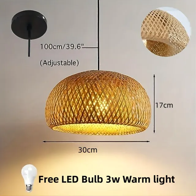 Bambuslampe mit Rattanschirm im vietnamesischen Stil