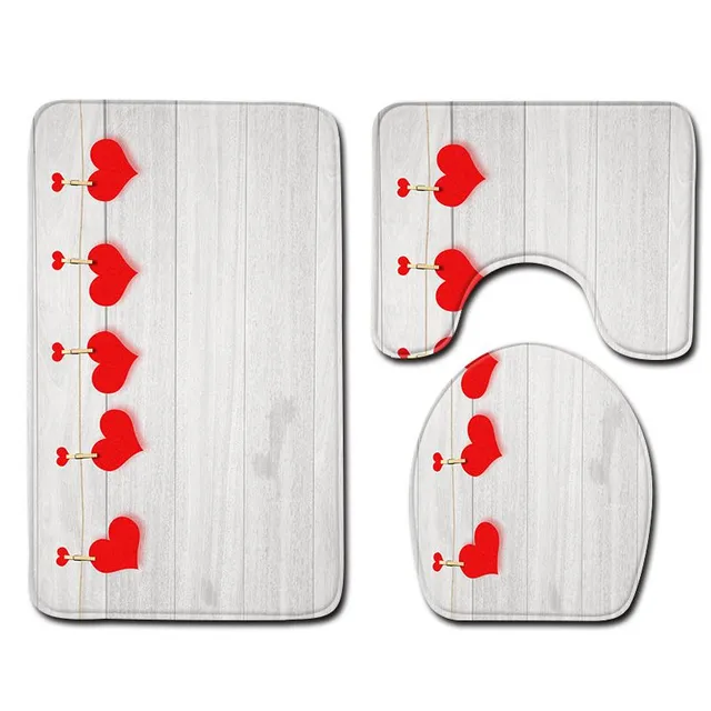 Set of bathroom pads with wood motif 3 pcs