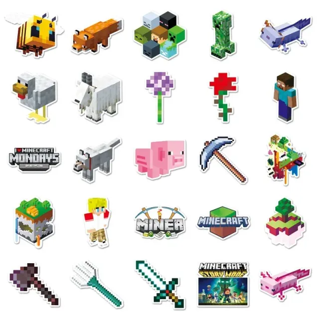 Bumper sticker trends with depicted characters from Minecraft - 50 pcs