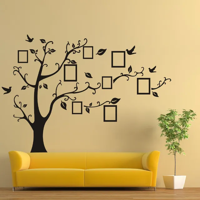 Large self-adhesive wall tree with photo frame