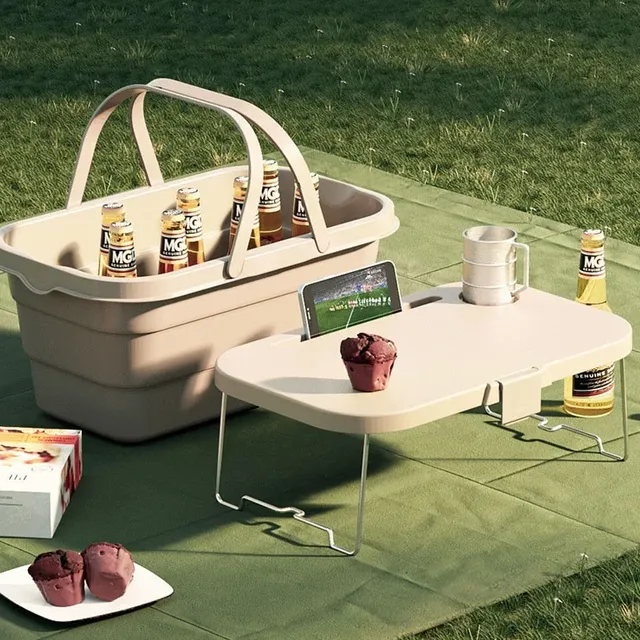 Folding picnic basket with durable lid