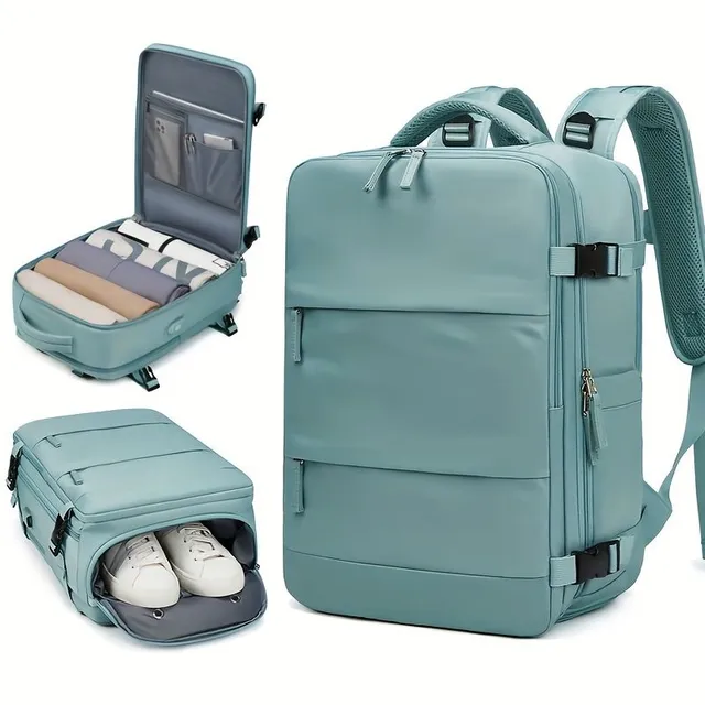 Dámský cestovní batoh s USB nabíjením a kapsou na boty - Nepromokavý, 39,62 cm - Pro podnikání i školu