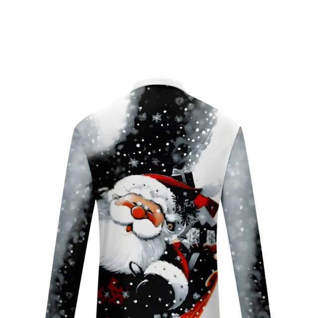 Men's colored shirt with long sleeve and zipper, with the motif of cute Christmas Santa Claus - perfect for spring and autumn