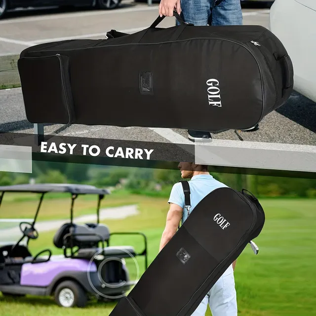 1 ks cestovná taška pre golfové kluby Airlines s kolieskom a odnímateľnými ramennými popruhmi, skladacie vrecko pre golfové kluby Airlines