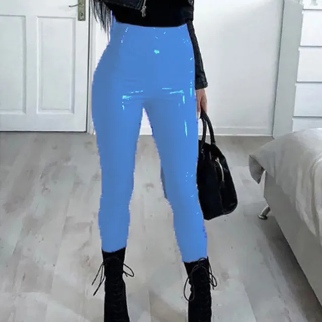 Women's elastic latex trousers