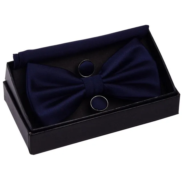 Men's bow tie, handkerchief and cuff links Augustine