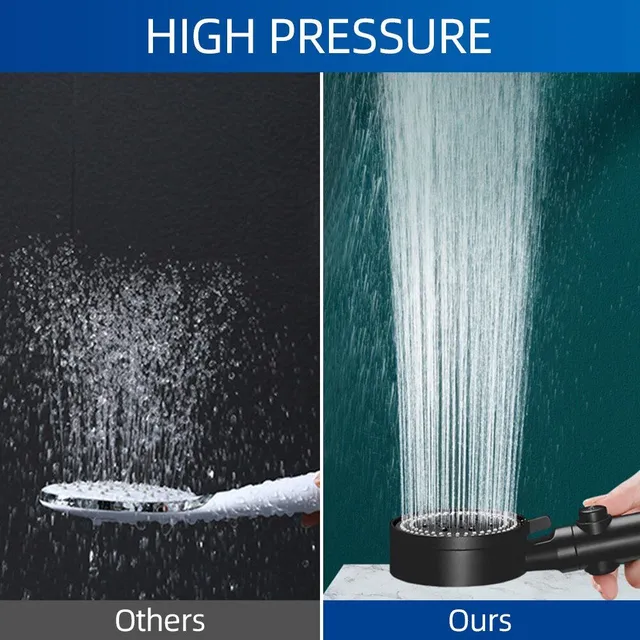 Manual high pressure shower with water saving and 5 squirt modes