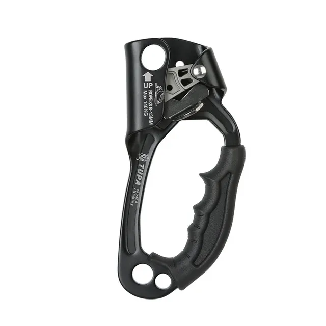 Climbing hand-held ascender for ropes 8-13 mm of aluminium-magnesium alloy