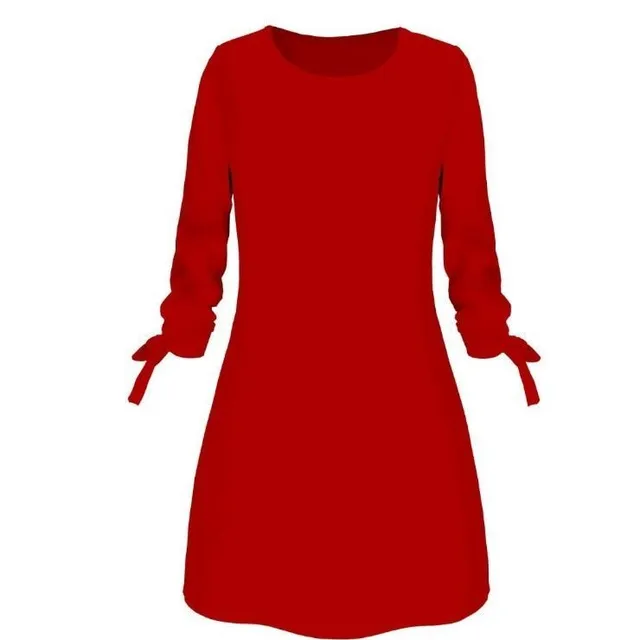 Stylowa prosta sukienka damska Rargissy z kokardą na rękawie red 4xl
