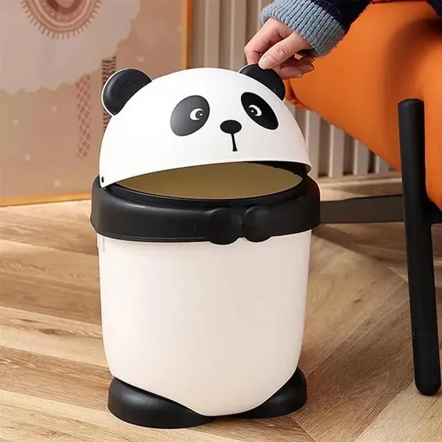 Cute panda-shaped garbage basket with lid