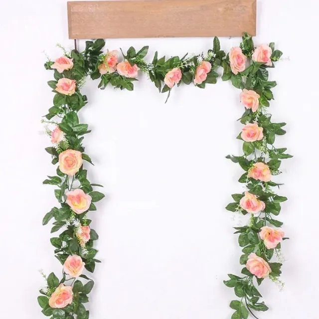 Hanging artificial flowers - garland with roses