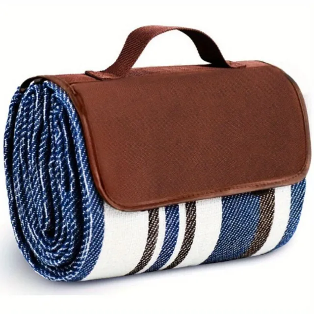 Large picnic blanket with stripes, waterproof layer and handle for carrying - ABS construction