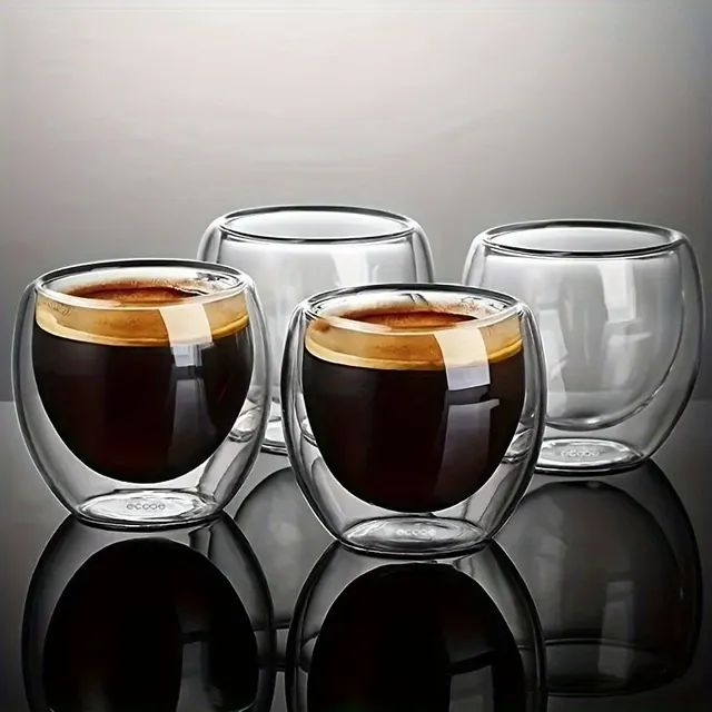 Double-walled glass espresso cup 2.7 oz - clean, insulated latte cup and cappuccino