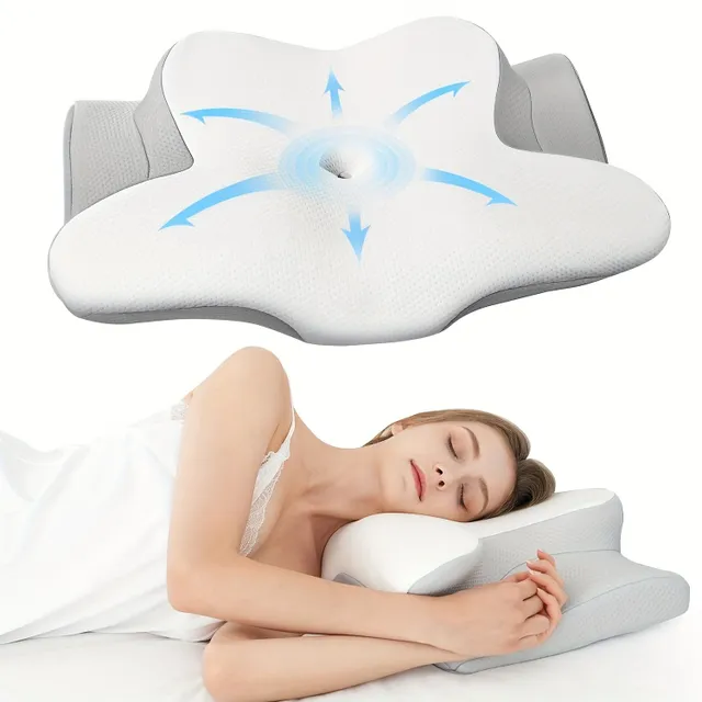 Ergonomic memory foam pillow with removable cover