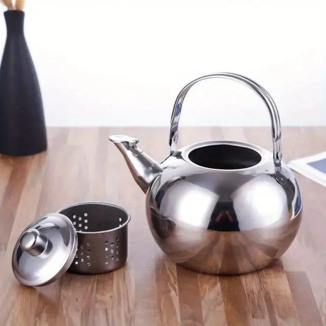 Stainless steel tea kettle with infusion machine - modern reflective coffee kettle