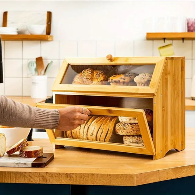 Bamboo bread with lid - spacious and practical storage box for the kitchen