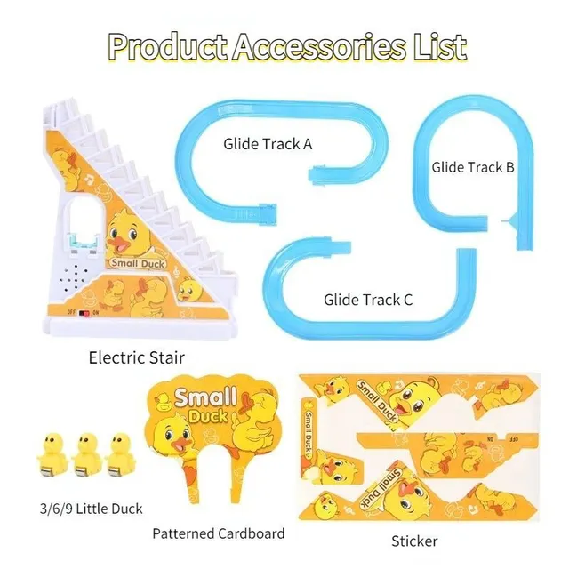 Decko Diy Malá Duck Penguin Electronic Climbing Schody Sledovať hračky ľahké hudobné Slide Track Coaster Toy Education Fun Hračky Darčeky