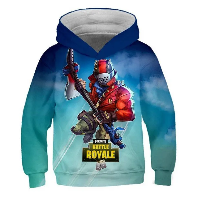 Beautiful hoodie with 3D print of the computer game Fortnite 11 7-8T