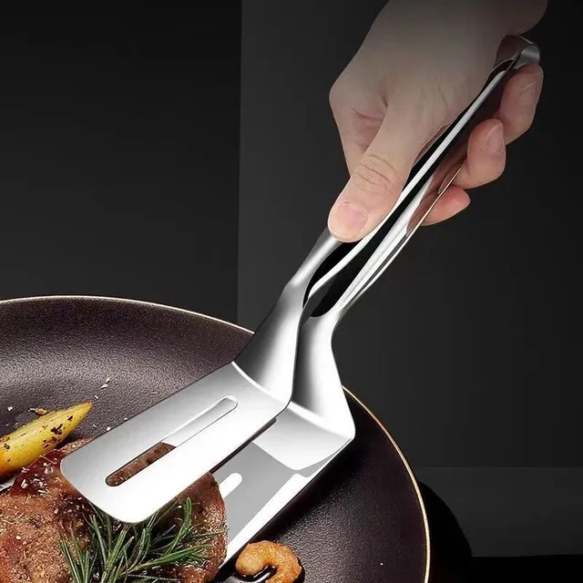 Spatule en acier inoxydable polyvalente avec pince en inox - idéale pour le poisson et le steak